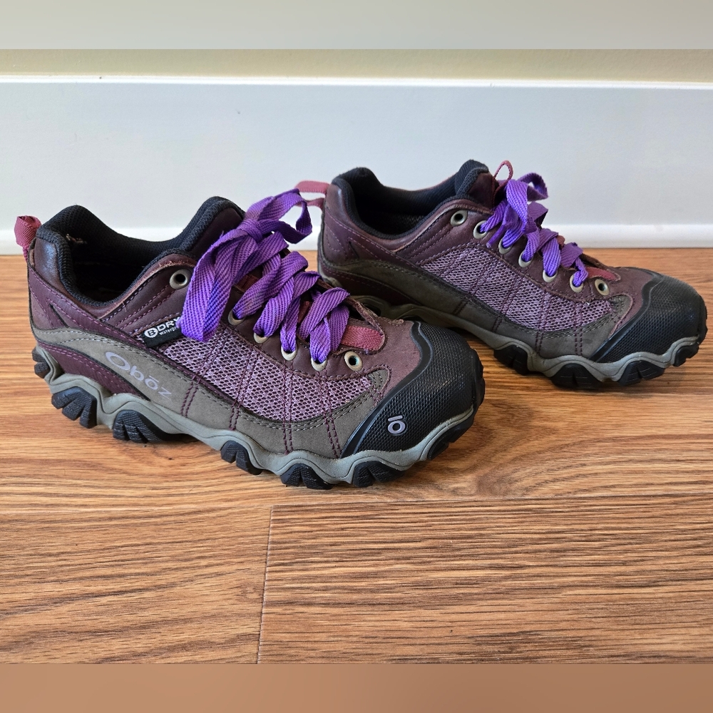 Oboz Women's Hiking Shoes - Purple and Brown Weather Resistant